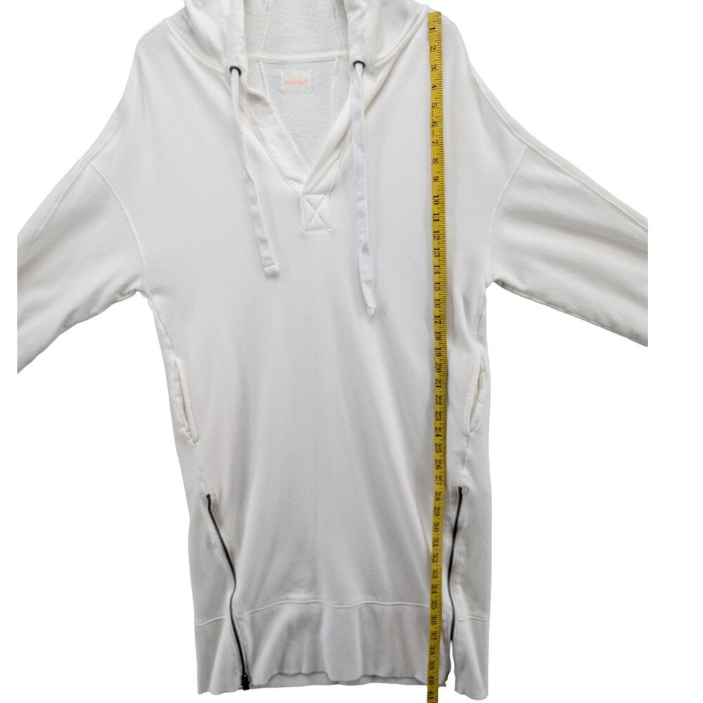 Free People Spur of the Moment Hoodie Womens White Long Pockets Zip Sides Sz XS - Picture 6 of 12